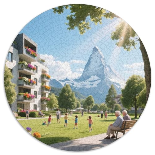 Matterhorn 1000 PCS Puzzle Runde Puzzles Schwieriges Großes Stressabbau-Spielzeug Geeignet 1000pcs (67.5x67.5cm) von QIAVXZIP