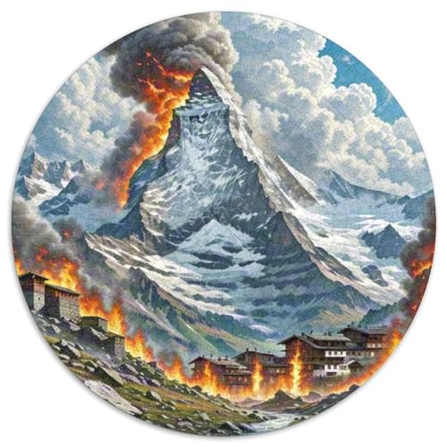 Matterhorn 1000 PCS Puzzle Rundes Puzzle Schwieriges Großes Stressabbau-Spielzeug Geeignet 1000pcs (67.5x67.5cm) von QIAVXZIP