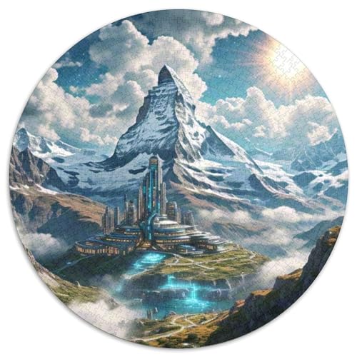 Matterhorn 1000 Teile Künstlerisches Jigsaw Puzzle Rundpuzzle Schwieriges Großes Stressabbau-Spielzeug Für Erwachsene Kinder Kreativ 1000pcs (67.5x67.5cm) von QIAVXZIP