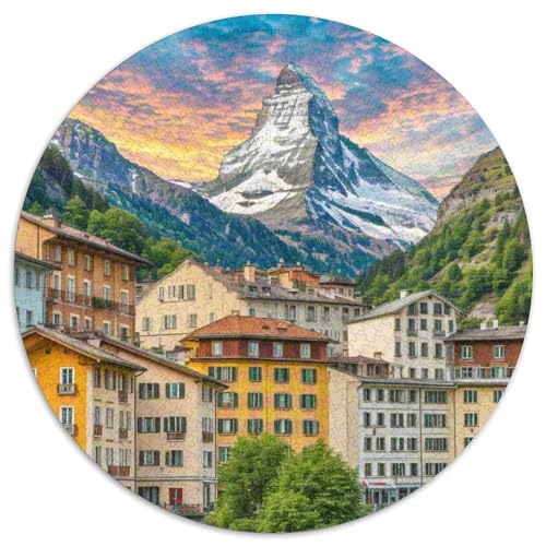 Matterhorn 1000 Teile Puzzle Circular Puzzles Schwieriges Großes Stressabbau-Spielzeug Geeignet 1000pcs (67.5x67.5cm) von QIAVXZIP