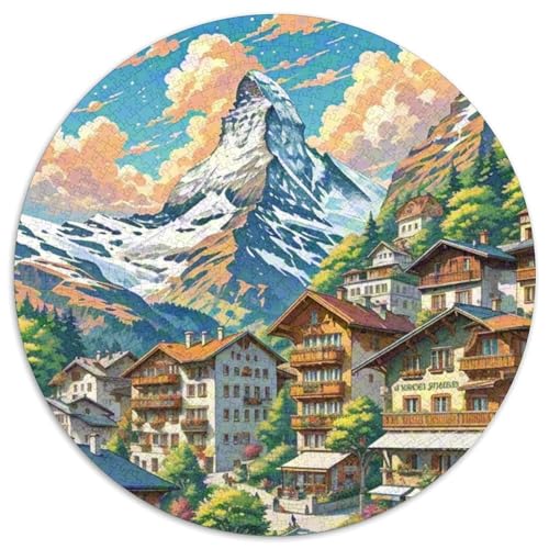 Matterhorn 1000 Teile Puzzle Rundpuzzle Schwieriges Großes Stressabbau-Spielzeug Für Erwachsene Kinder Kreativ 1000pcs (67.5x67.5cm) von QIAVXZIP