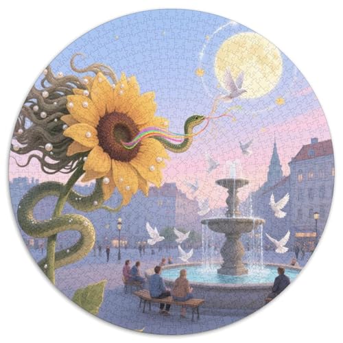 Medusa Sonnenblumen 1000 PCS Puzzle Runde Puzzles Schwieriges Großes Stressabbau-Spielzeug Geeignet 1000pcs (67.5x67.5cm) von QIAVXZIP