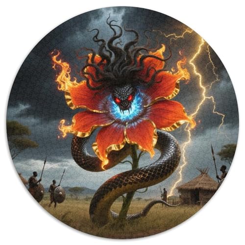 Medusa Sonnenblumen 1000 PCS Puzzle Rundes Puzzle Schwieriges Großes Stressabbau-Spielzeug Geeignet 1000pcs (67.5x67.5cm) von QIAVXZIP