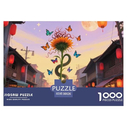 Medusa Sonnenblumen 1000 Teile Anspruchsvolles Puzzle Und Kinder, Teile Passen Perfekt Zusammen, Geschicklichkeitsspiel, Premium Quality, Stressabbau-Spielzeug 38x26cm/1000pcs von QIAVXZIP