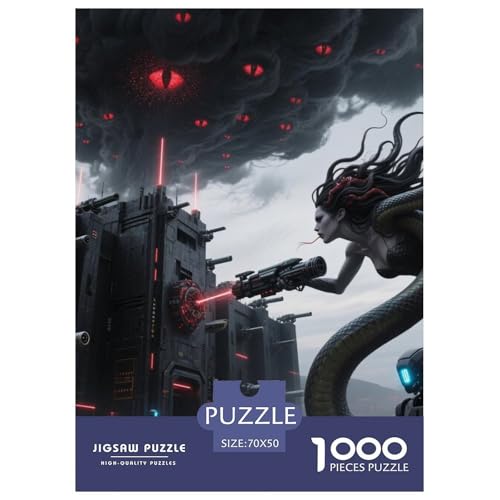 Medusa Sonnenblumen 1000 Teile Anspruchsvolles Puzzle Und Kinder, Teile Passen Perfekt Zusammen, Geschicklichkeitsspiel, Premium Quality, Stressabbau-Spielzeug 70x50cm/1000pcs von QIAVXZIP