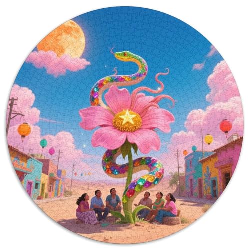 Medusa Sonnenblumen 1000 Teile Puzzle Rundpuzzle Schwieriges Großes Stressabbau-Spielzeug Geeignet 1000pcs (67.5x67.5cm) von QIAVXZIP