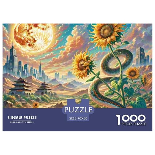 Medusa Sonnenblumen 1000 Teile Schwieriges Großes Puzzle, Familien, Teile Passen Perfekt Zusammen, Geschicklichkeitsspiel, Premium Quality, Pädagogisches 70x50cm/1000pcs von QIAVXZIP