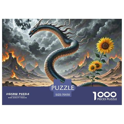 Medusa Sonnenblumen 1000 Teile Schwieriges Großes Puzzle Und Kinder, Teile Passen Perfekt Zusammen, Geschicklichkeitsspiel, Premium Quality, Stressabbau-Spielzeug 70x50cm/1000pcs von QIAVXZIP