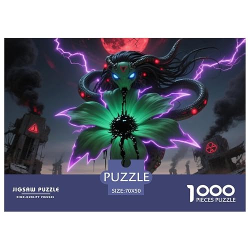 Medusa Sonnenblumen 1000 Teile Schwieriges Großes Puzzle Und Kinder, Teile Passen Perfekt Zusammen, Geschicklichkeitsspiel, Premium Quality, Stressabbau-Spielzeug 70x50cm/1000pcs von QIAVXZIP