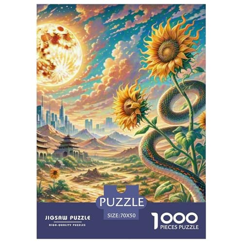 Medusa Sonnenblumen 1000 Teile Unmöglich Puzzles, Familien, Teile Passen Perfekt Zusammen, Geschicklichkeitsspiel, Perfekt Für Spieleabende, Stressabbau-Spielzeug 70x50cm/1000pcs von QIAVXZIP
