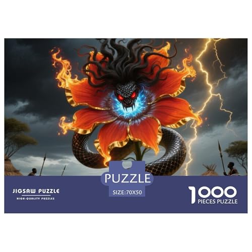 Medusa Sonnenblumen 1000 Teile Unmöglich Puzzles, Familien, Teile Passen Perfekt Zusammen, Geschicklichkeitsspiel, Premium Quality, Stressabbau-Spielzeug 70x50cm/1000pcs von QIAVXZIP