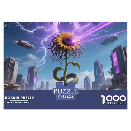 Medusa Sonnenblumen 1000 Teile Unmöglich Puzzles, Teile Passen Perfekt Zusammen, Geschicklichkeitsspiel, Perfekt Für Spieleabende, Stressabbau-Spielzeug 38x26cm/1000pcs von QIAVXZIP