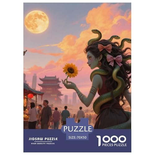 Medusa Sonnenblumen 1000 Teile Unmöglich Puzzles, Teile Passen Perfekt Zusammen, Geschicklichkeitsspiel, Perfekt Für Spieleabende, Stressabbau-Spielzeug 70x50cm/1000pcs von QIAVXZIP