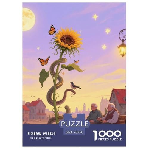Medusa Sonnenblumen 1000 Teile Unmöglich Puzzles, Teile Passen Perfekt Zusammen, Geschicklichkeitsspiel, Premium Quality, Pädagogisches 70x50cm/1000pcs von QIAVXZIP
