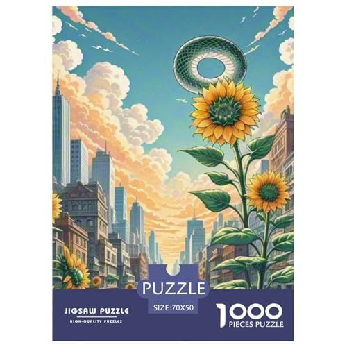 Medusa Sonnenblumen 1000 Teile Unmöglich Puzzles, Teile Passen Perfekt Zusammen, Geschicklichkeitsspiel, Premium Quality, Stressabbau-Spielzeug 70x50cm/1000pcs von QIAVXZIP