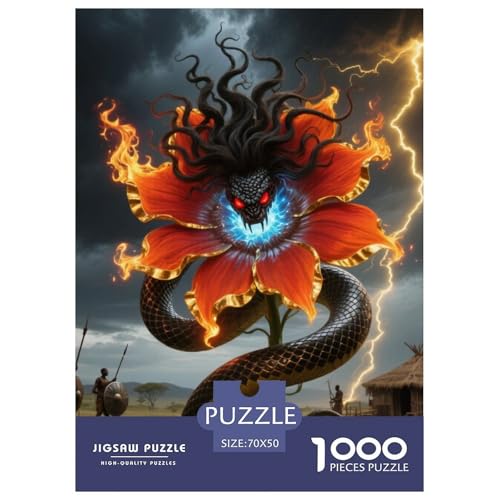 Medusa Sonnenblumen 1000 Teile Unmöglich Puzzles Und Kinder, Teile Passen Perfekt Zusammen, Geschicklichkeitsspiel, Perfekt Für Spieleabende, Stressabbau-Spielzeug 70x50cm/1000pcs von QIAVXZIP