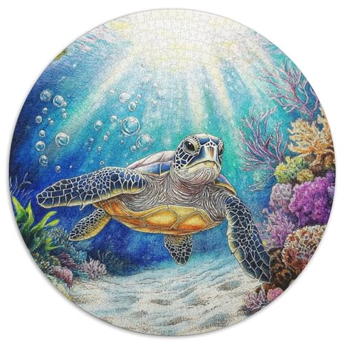 Meeresschildkröte 1000 PCS Puzzle Runde Puzzles Schwieriges Großes Stressabbau-Spielzeug Geeignet 1000pcs (67.5x67.5cm) von QIAVXZIP