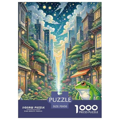 Nachtfrosch Kräuchen im Sumpf 1000 Teile Klassische Puzzle Tier, Teile Passen Perfekt Zusammen, Geschicklichkeitsspiel, Perfekt Für Spieleabende, Stressabbau-Spielzeug 70x50cm/1 von QIAVXZIP