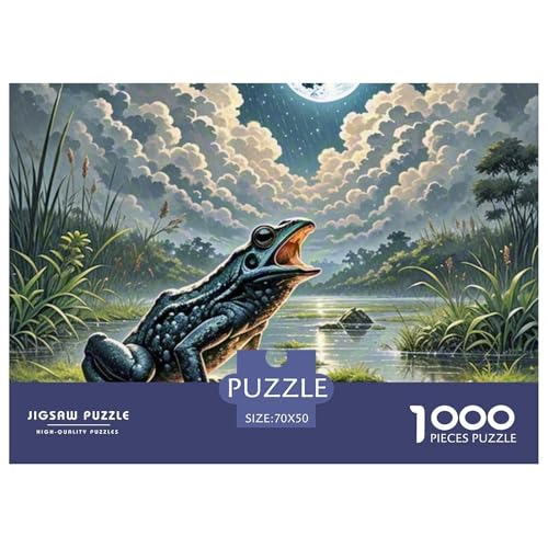Nachtfrosch Kräuchen im Sumpf 1000 Teile Klassische Puzzle Tier Und Kinder, Teile Passen Perfekt Zusammen, Geschicklichkeitsspiel, Perfekt Für Spieleabende, Stressabbau-Spielzeug 70x50 von QIAVXZIP