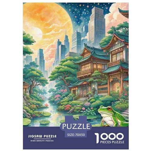 Nachtfrosch Kräuchen im Sumpf 1000 Teile Schwieriges Großes Puzzle Tier, Teile Passen Perfekt Zusammen, Geschicklichkeitsspiel, Perfekt Für Spieleabende, Stressabbau-Spielzeug 70x50cm/10 von QIAVXZIP