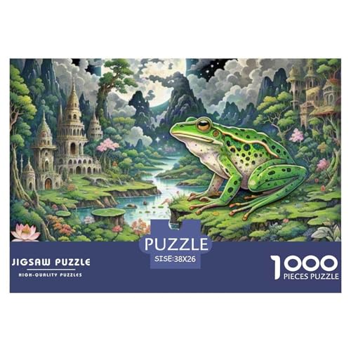 Nachtfrosch Kräuchen im Sumpf 1000 Teile Schwieriges Großes Puzzle Tier, Teile Passen Perfekt Zusammen, Geschicklichkeitsspiel, Premium Quality, Stressabbau-Spielzeug 38x26cm/1000pcs von QIAVXZIP