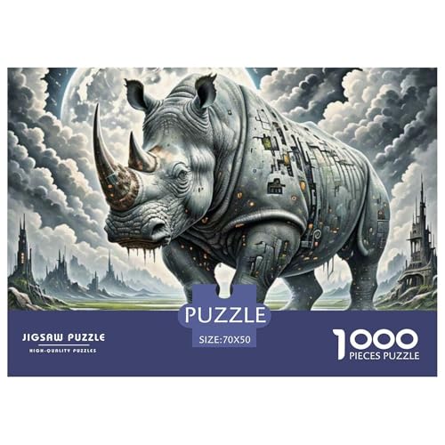 Nashörner tragen Reben 1000 Teile Klassische Puzzle Tier Und Kinder, Teile Passen Perfekt Zusammen, Geschicklichkeitsspiel, Perfekt Für Spieleabende, Pädagogisches 70x50cm/1000pcs von QIAVXZIP