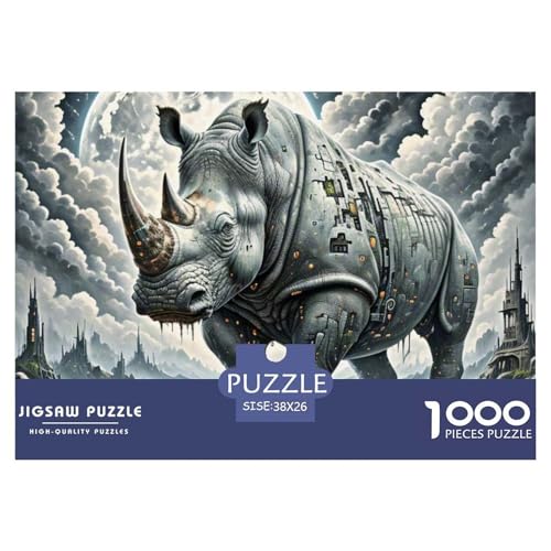 Nashörner tragen Reben 1000 Teile Schwieriges Großes Puzzle Tier Und Kinder, Teile Passen Perfekt Zusammen, Geschicklichkeitsspiel, Perfekt Für Spieleabende, Stressabbau-Spielzeug 3 von QIAVXZIP