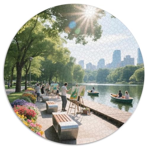 Nationalpark Plitvicer Seen 1000 PCS Künstlerisches Jigsaw Puzzle Circular Puzzles Schwieriges Großes Stressabbau-Spielzeug Für Erwachsene Kinder Kreativ 1000pcs (67.5x67.5cm) von QIAVXZIP