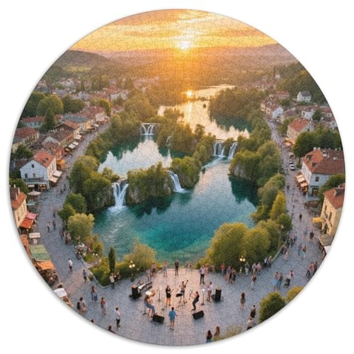 Nationalpark Plitvicer Seen 1000 PCS Puzzle Runde Puzzles Schwieriges Großes Stressabbau-Spielzeug Geeignet 1000pcs (67.5x67.5cm) von QIAVXZIP