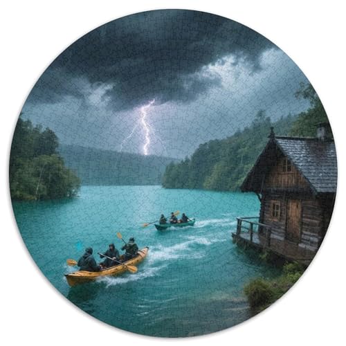 Nationalpark Plitvicer Seen 1000 Teile Künstlerisches Jigsaw Puzzle Circular Puzzles Schwieriges Großes Stressabbau-Spielzeug Für Erwachsene Und Kinder 1000pcs (67.5x67.5cm) von QIAVXZIP