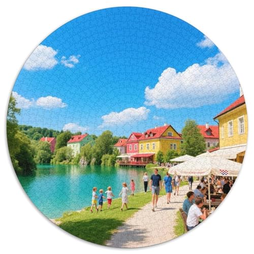 Nationalpark Plitvicer Seen 1000 Teile Künstlerisches Jigsaw Puzzle Rundpuzzle Schwieriges Großes Stressabbau-Spielzeug Für Erwachsene Kinder Kreativ 1000pcs (67.5x67.5cm) von QIAVXZIP