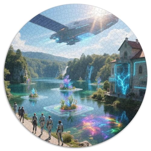 Nationalpark Plitvicer Seen 1000 Teile Künstlerisches Jigsaw Puzzle Rundpuzzle Schwieriges Großes Stressabbau-Spielzeug Geeignet 1000pcs (67.5x67.5cm) von QIAVXZIP