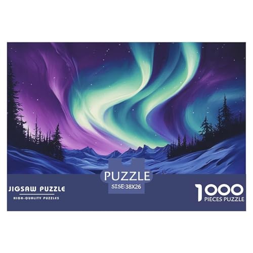 Nordlichter 1000 Teile Anspruchsvolles Puzzle Für Erwachsene Und Kinder, Teile Passen Perfekt Zusammen, Geschicklichkeitsspiel, Premium Quality, Stressabbau-Spielzeug 38x26cm/1000pcs von QIAVXZIP