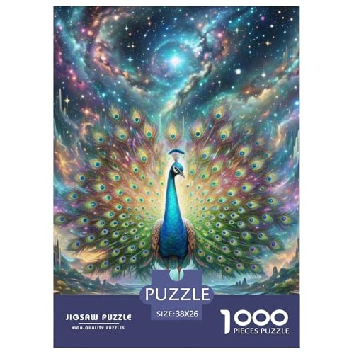 Pfauen Spreading Federn 1000 Teile Klassische Puzzle Tier, Teile Passen Perfekt Zusammen, Geschicklichkeitsspiel, Premium Quality, Stressabbau-Spielzeug 38x26cm/1000pcs von QIAVXZIP