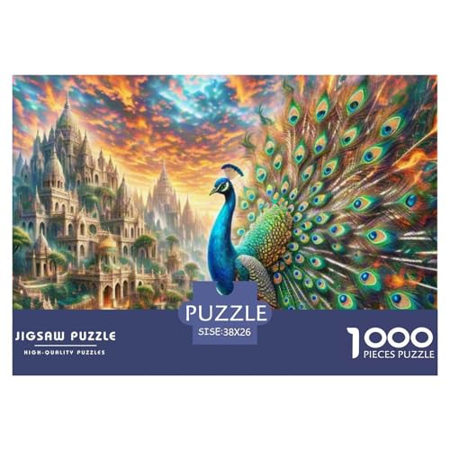 Pfauen Spreading Federn 1000 Teile Schwieriges Großes Puzzle Tier, Familien, Teile Passen Perfekt Zusammen, Geschicklichkeitsspiel, Perfekt Für Spieleabende, Stressabbau-Spielzeug von QIAVXZIP