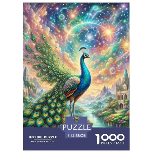 Pfauen Spreading Federn 1000 Teile Schwieriges Großes Puzzle Tier, Teile Passen Perfekt Zusammen, Geschicklichkeitsspiel, Perfekt Für Spieleabende, Pädagogisches 38x26cm/1000pcs von QIAVXZIP