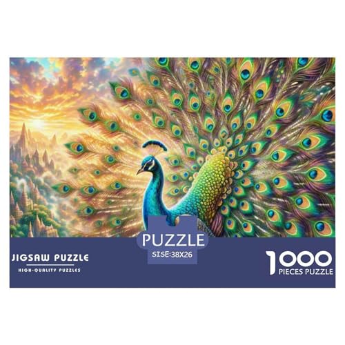 Pfauen Spreading Federn 1000 Teile Unmöglich Puzzles Tier, Teile Passen Perfekt Zusammen, Geschicklichkeitsspiel, Perfekt Für Spieleabende, Pädagogisches 38x26cm/1000pcs von QIAVXZIP