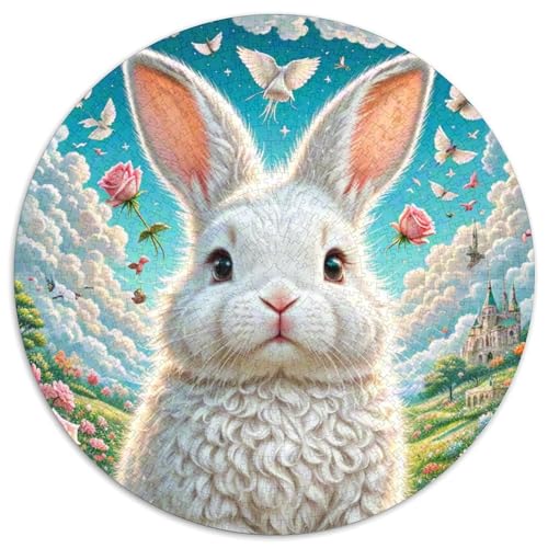 Rabbi t 1000 Teile Künstlerisches Jigsaw Puzzle Tier Runde Puzzles Schwieriges Großes Stressabbau-Spielzeug Für Erwachsene Und Kinder 1000pcs (67.5x67.5cm) von QIAVXZIP