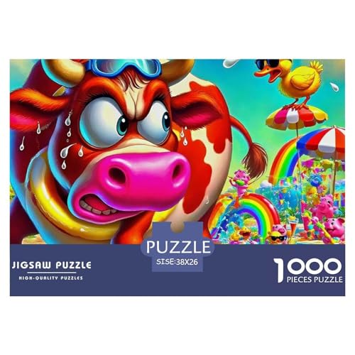 Rinder 1000 Teile Schwieriges Großes Puzzle Tier Ab 14 Jahren, Teile Passen Perfekt Zusammen, Geschicklichkeitsspiel, Premium Quality, Stressabbau-Spielzeug 38x26cm/1000pcs von QIAVXZIP