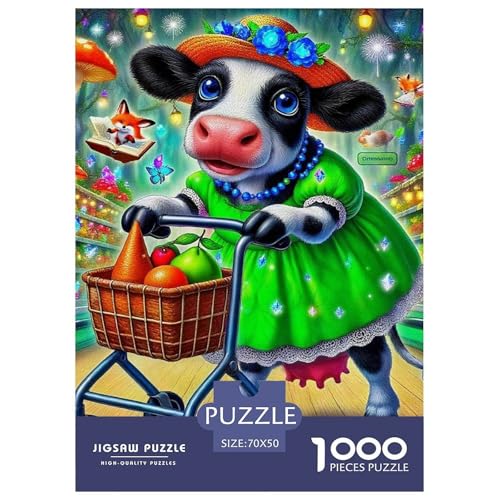 Rinder 1000 Teile Schwieriges Großes Puzzle Tier Für Die Ganze Familie, Teile Passen Perfekt Zusammen, Geschicklichkeitsspiel, Perfekt Für Spieleabende, Pädagogisches 70x50cm/1000pcs von QIAVXZIP