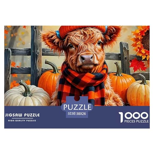 Rinder 1000 Teile Schwieriges Großes Puzzle Tier Für Erwachsene, Familien, Teile Passen Perfekt Zusammen, Geschicklichkeitsspiel, Premium Quality, Stressabbau-Spielzeug 38x26cm/1000pcs von QIAVXZIP