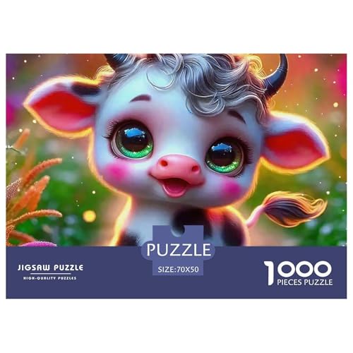 Rinder 1000 Teile Unmöglich Puzzles Tier Ab 14 Jahren, Teile Passen Perfekt Zusammen, Geschicklichkeitsspiel, Premium Quality, Stressabbau-Spielzeug 70x50cm/1000pcs von QIAVXZIP