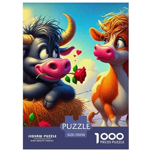 Rinder 1000 Teile Unmöglich Puzzles Tier Für Erwachsene, Familien, Teile Passen Perfekt Zusammen, Geschicklichkeitsspiel, Perfekt Für Spieleabende, Stressabbau-Spielzeug 70x50cm/1000pcs von QIAVXZIP