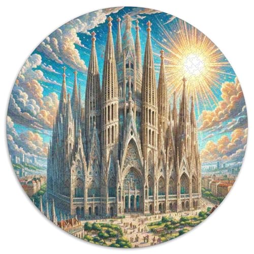 Sagrada Família, Spanien 1000 Teile Künstlerisches Jigsaw Puzzle Gebäude Rundpuzzle Schwieriges Großes Stressabbau-Spielzeug Für Erwachsene Kinder Kreativ 1000pcs (67.5x67.5cm) von QIAVXZIP