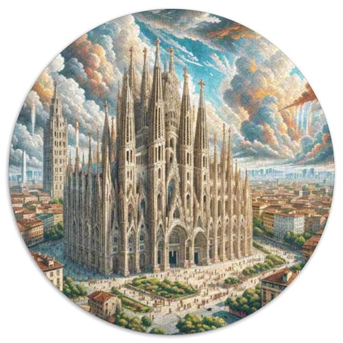 Sagrada Família, Spanien 1000 Teile Puzzle Gebäude Kreisförmige EinzigKunst ige Puzzle Schwieriges Großes Stressabbau-Spielzeug Für Erwachsene Und Kinder 1000pcs (67.5x67.5cm) von QIAVXZIP