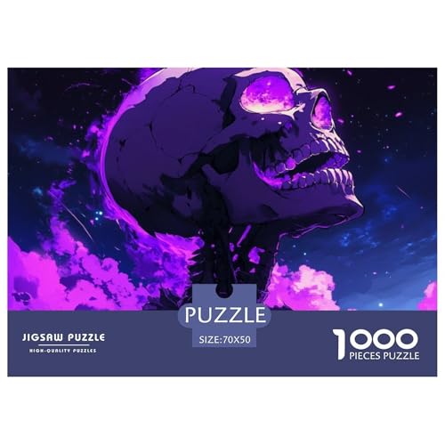 Schädel 1000 Teile Klassische Puzzle Für Die Ganze Familie, Teile Passen Perfekt Zusammen, Geschicklichkeitsspiel, Premium Quality, Stressabbau-Spielzeug 70x50cm/1000pcs von QIAVXZIP