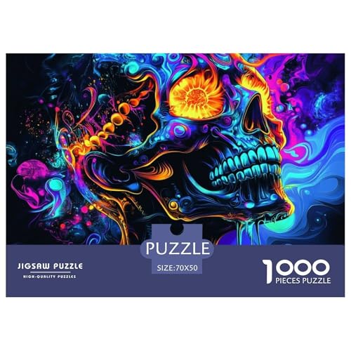 Schädel 1000 Teile Klassische Puzzle Für Erwachsene, Familien, Teile Passen Perfekt Zusammen, Geschicklichkeitsspiel, Premium Quality, Stressabbau-Spielzeug 70x50cm/1000pcs von QIAVXZIP