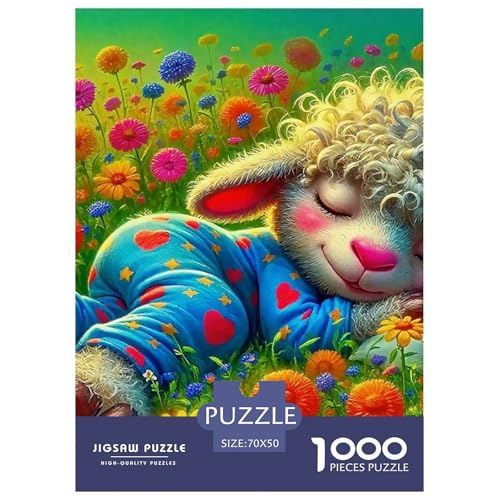 Schafe 1000 Teile Schwieriges Großes Puzzle Tier Ab 14 Jahren, Teile Passen Perfekt Zusammen, Geschicklichkeitsspiel, Perfekt Für Spieleabende, Pädagogisches 70x50cm/1000pcs von QIAVXZIP