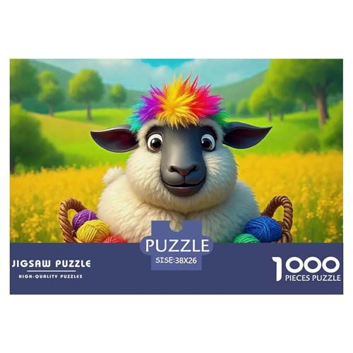 Schafe 1000 Teile Unmöglich Puzzles Tier Für Die Ganze Familie, Teile Passen Perfekt Zusammen, Geschicklichkeitsspiel, Premium Quality, Stressabbau-Spielzeug 38x26cm/1000pcs von QIAVXZIP