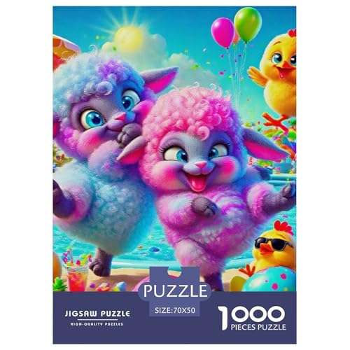 Schafe 1000 Teile Unmöglich Puzzles Tier Für Erwachsene Und Kinder, Teile Passen Perfekt Zusammen, Geschicklichkeitsspiel, Premium Quality, Pädagogisches 70x50cm/1000pcs von QIAVXZIP